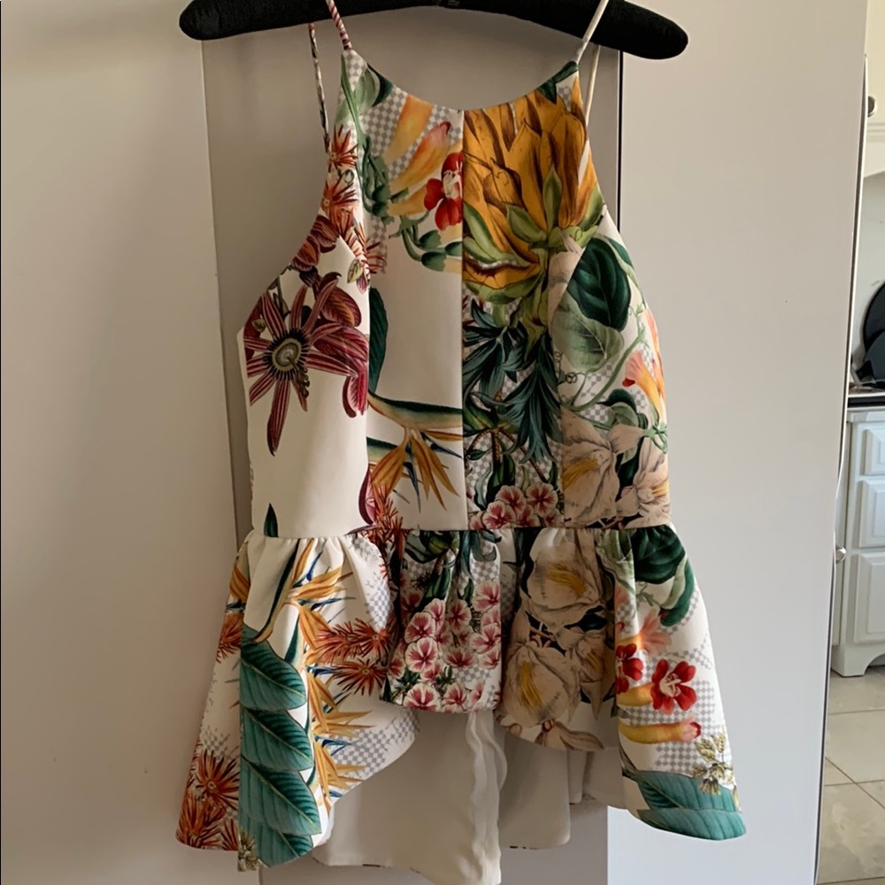 Anthropologie Floral Multicolor Peplum Top